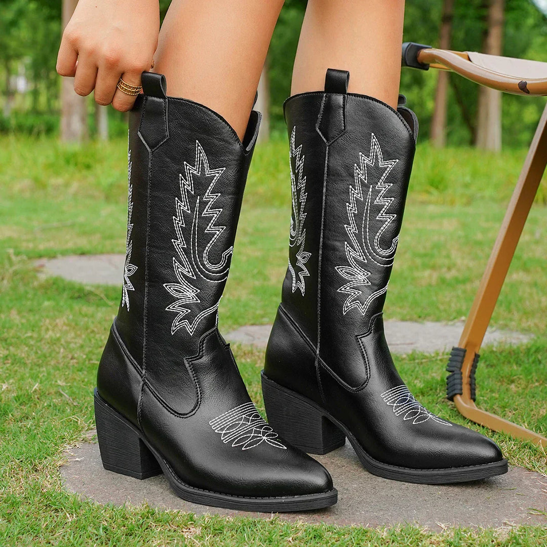 Women’s Leather Knee-High Boots with Heels