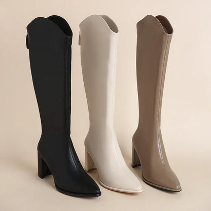 Botas de tacón alto hasta la rodilla para mujer