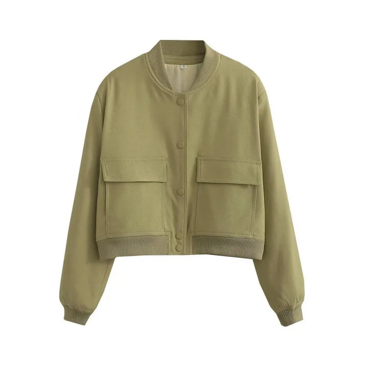 Women’s Casual Pocket Front Bomber Jacket