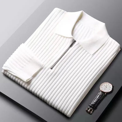 Sudadera de hombre elegante con cremallera y diseño acanalado