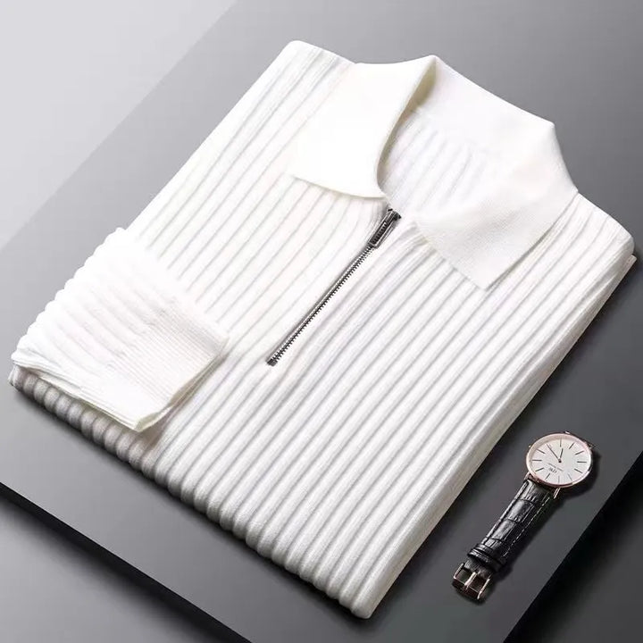 Stylish Ribbed Sweater for Men with Zip