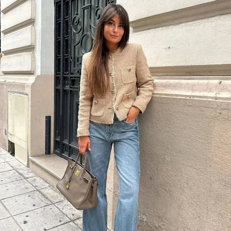 Women's Tweed Button-Down Jacket