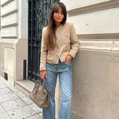 Women's Tweed Button-Down Jacket
