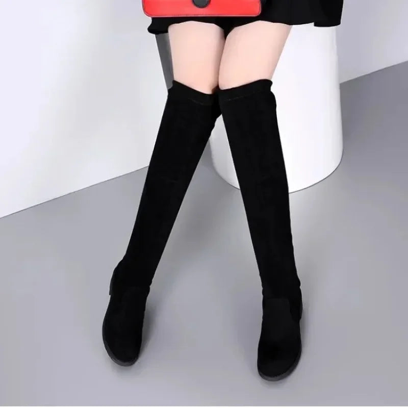 Women’s Thigh-High Boots with Block Heels