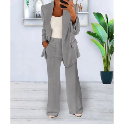 Chic Formal Suit Set with Tailored Long Blazer for Women