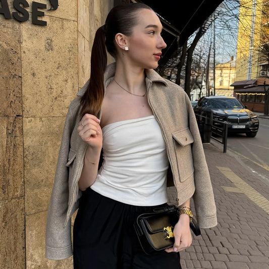 Women’s Casual Zip Front Pocket Jacket