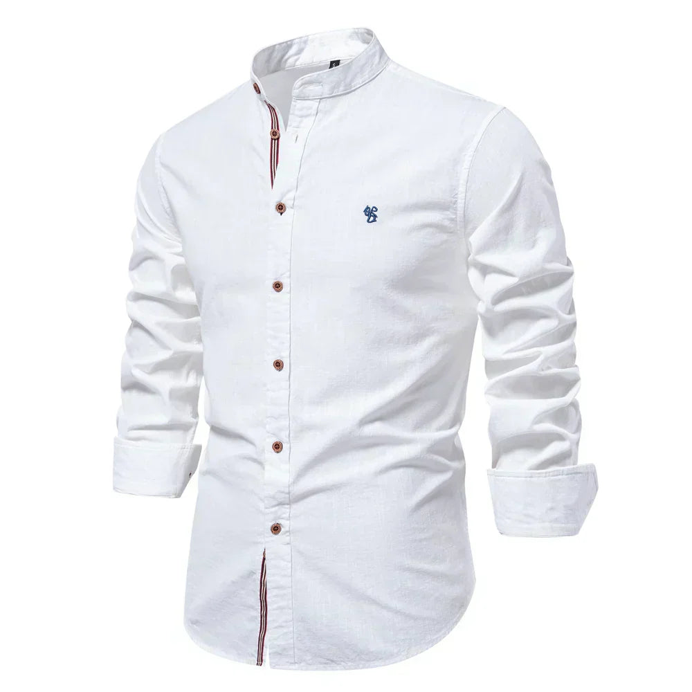 Mandarin Collar Long Sleeve Shirt
