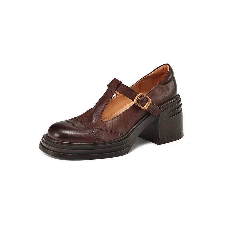 Classic Women’s Leather T-Strap Shoes