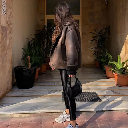 Chaqueta aviador de borreguillo para mujer