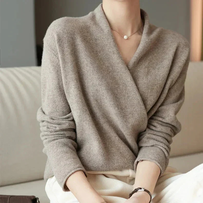Women’s Spring Wrap Neck Knit Top