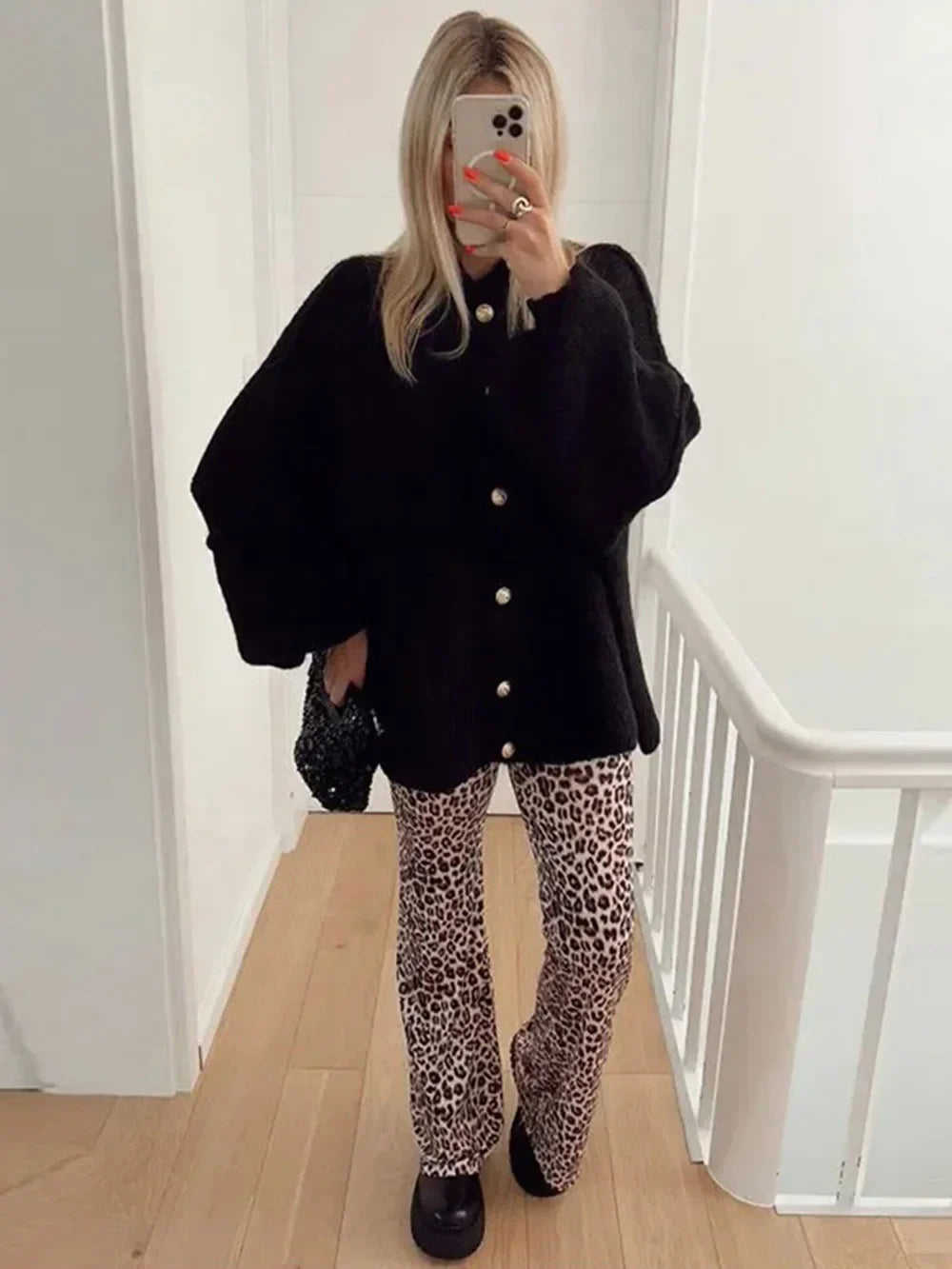 Oversized Button-Down Cardigan for Women