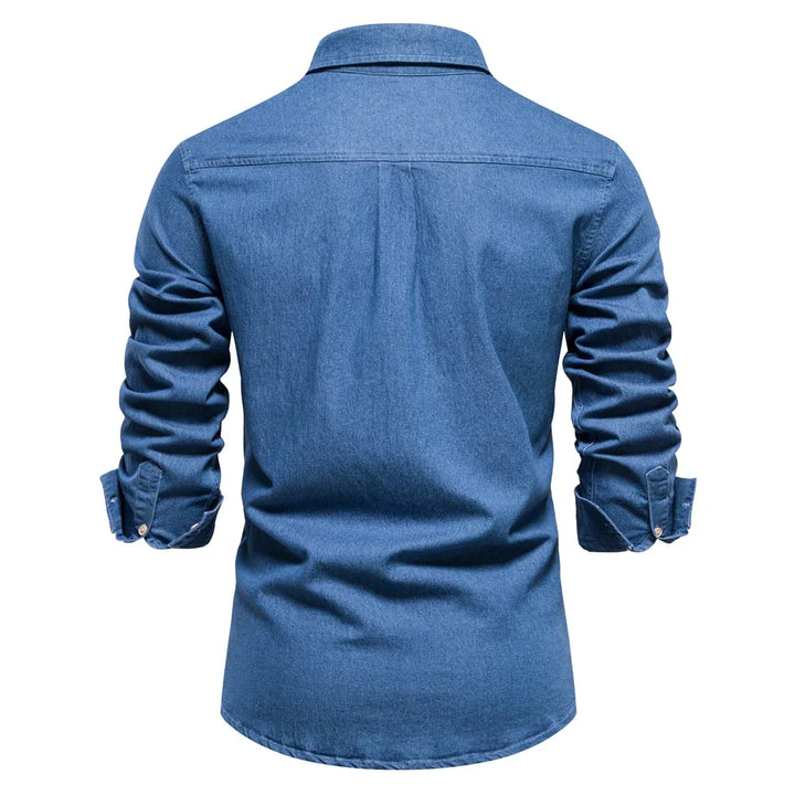 Men’s Light Blue Denim Button-Up Shirt