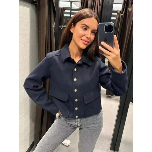 Women’s Chic Button Front Short Jacket