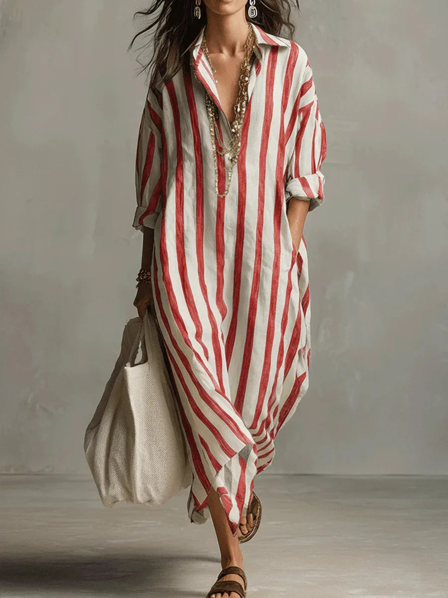 Eleni | Striped Airy Dress with Relaxed Elegant Fit