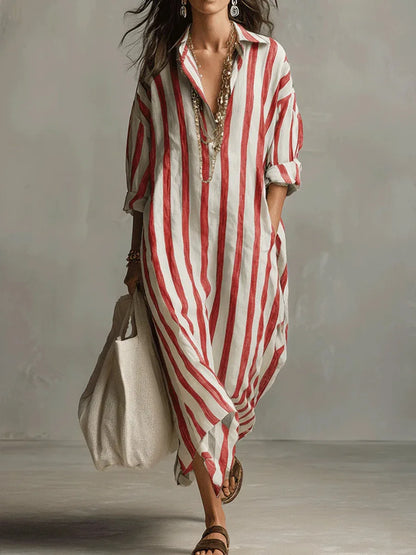 Eleni | Striped Airy Dress with Relaxed Elegant Fit