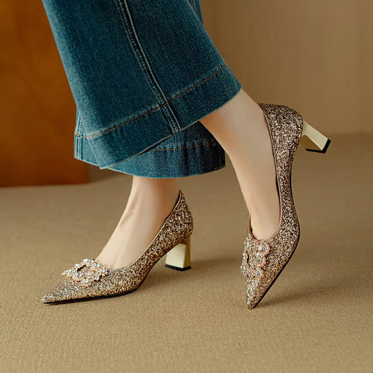 Zapatos de tacón con purpurina