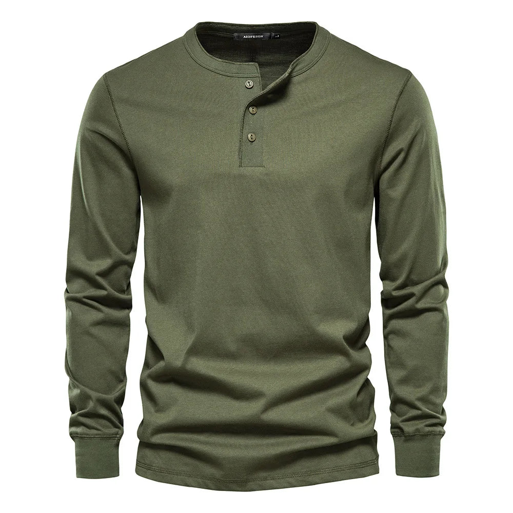 Stylish Men’s Long-Sleeve Henley Shirt