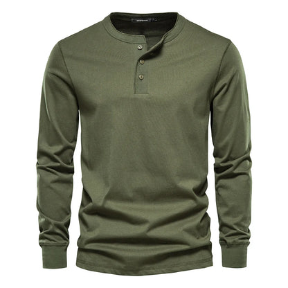Stylish Men’s Long-Sleeve Henley Shirt