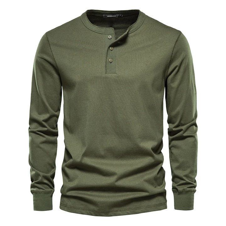 Stylish Men’s Long-Sleeve Henley Shirt