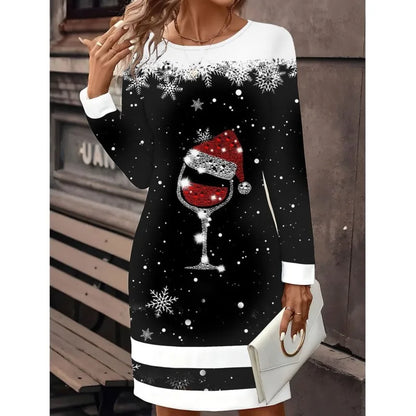 Women’s Snowman Print Christmas Sweater Dress