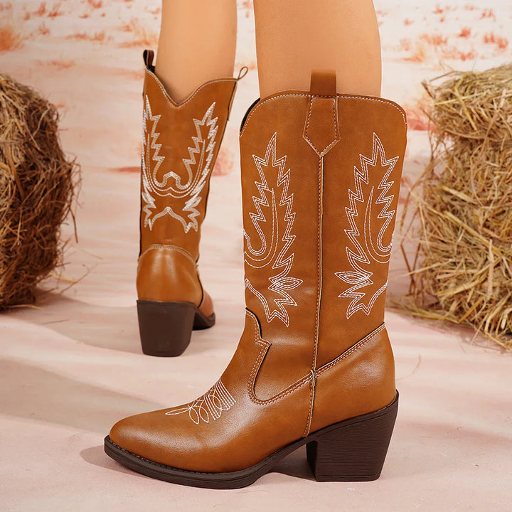 Women’s Leather Knee-High Boots with Heels