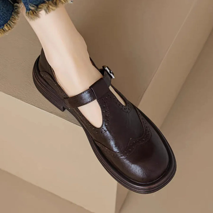Classic Women’s Leather T-Strap Shoes