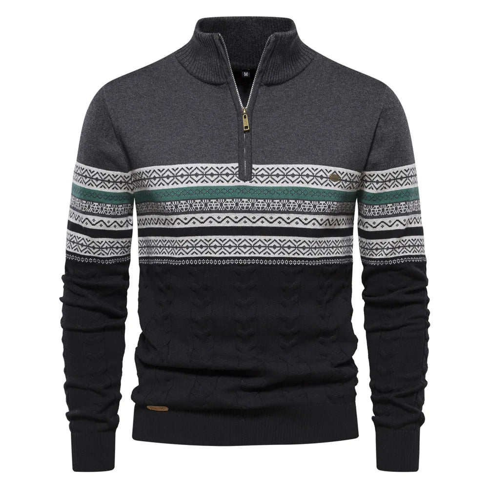 Stylish Fair Isle Half Zip Sweater
