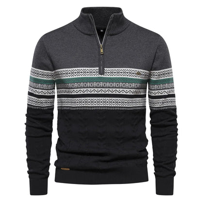 Stylish Fair Isle Half Zip Sweater