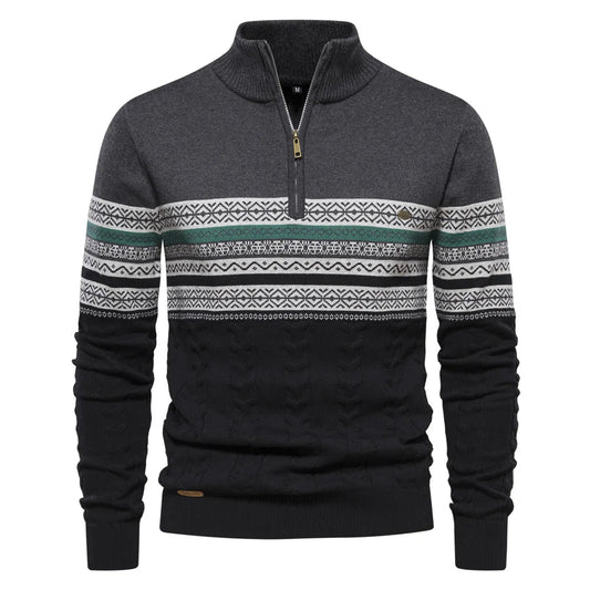 Stylish Fair Isle Half Zip Sweater