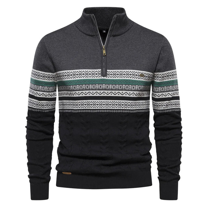 Stylish Fair Isle Half Zip Sweater
