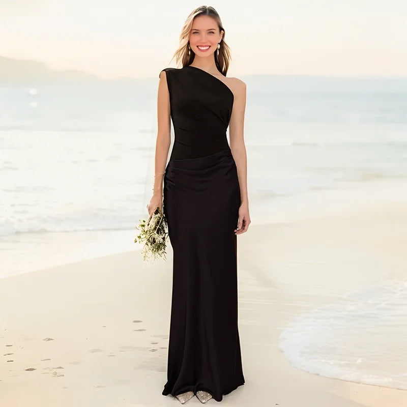 Maxivestido con Falda de Satén
