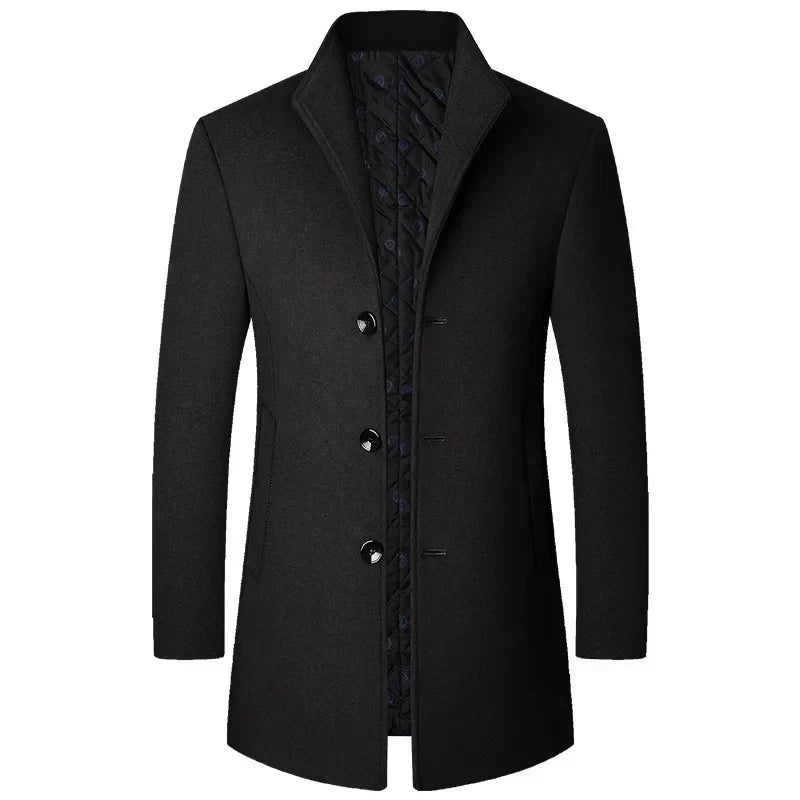 Gabardina larga sofisticada para hombre con botones