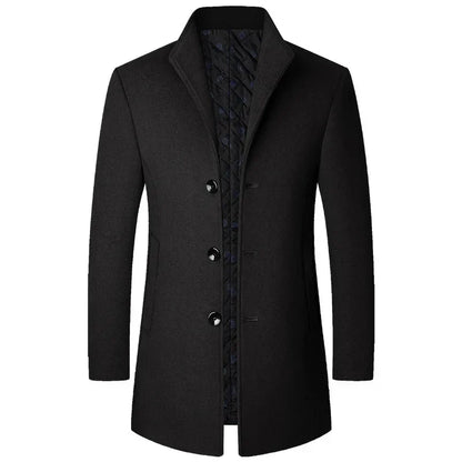 Gabardina larga sofisticada para hombre con botones