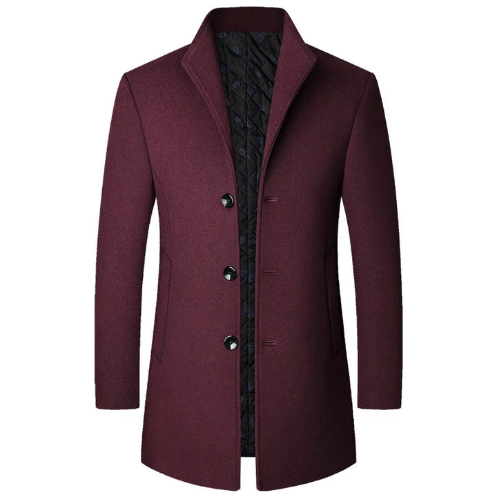 Men’s Sophisticated Long Overcoat With Buttons