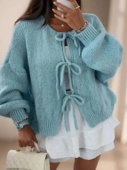 Women’s Chunky Winter Knotted Front Cardigan