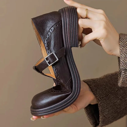 Classic Women’s Leather T-Strap Shoes