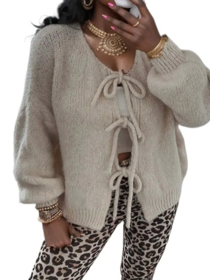 Women’s Chunky Winter Knotted Front Cardigan