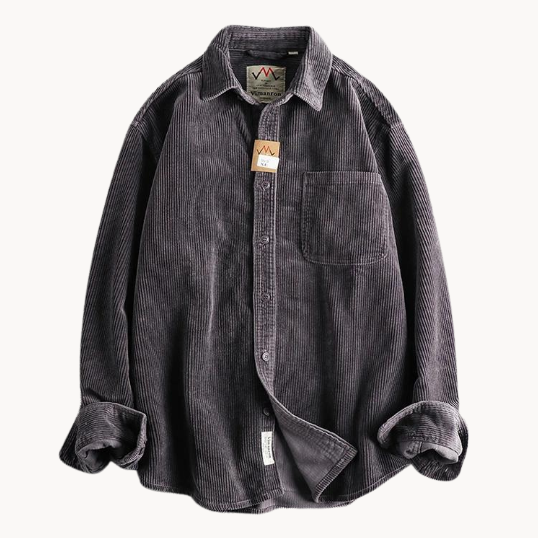 Men’s Casual Brown Corduroy Long Sleeve Shirt