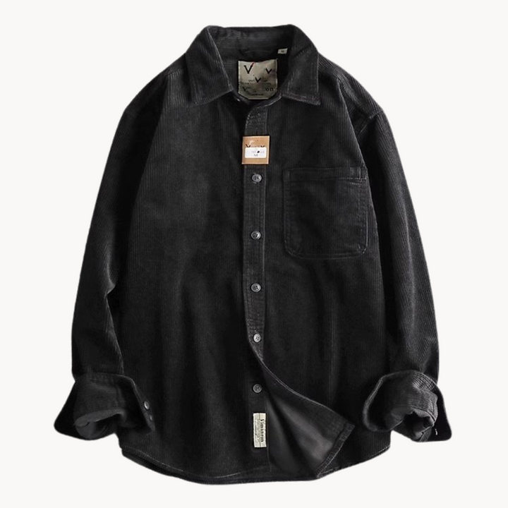 Men’s Casual Brown Corduroy Long Sleeve Shirt
