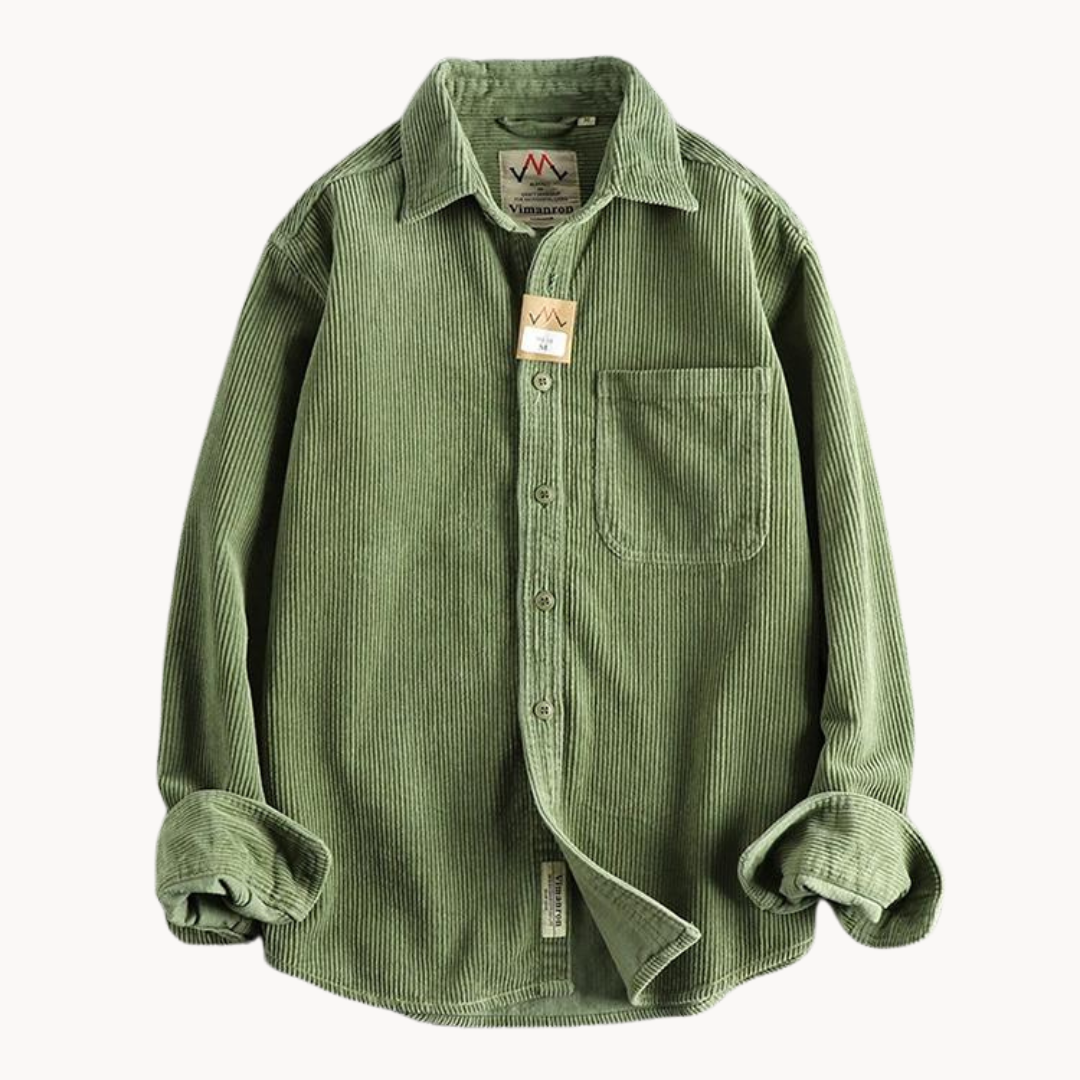 Men’s Casual Brown Corduroy Long Sleeve Shirt