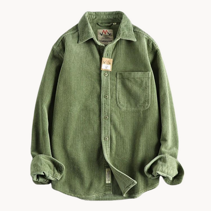Men’s Casual Brown Corduroy Long Sleeve Shirt