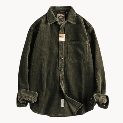 Men’s Casual Brown Corduroy Long Sleeve Shirt