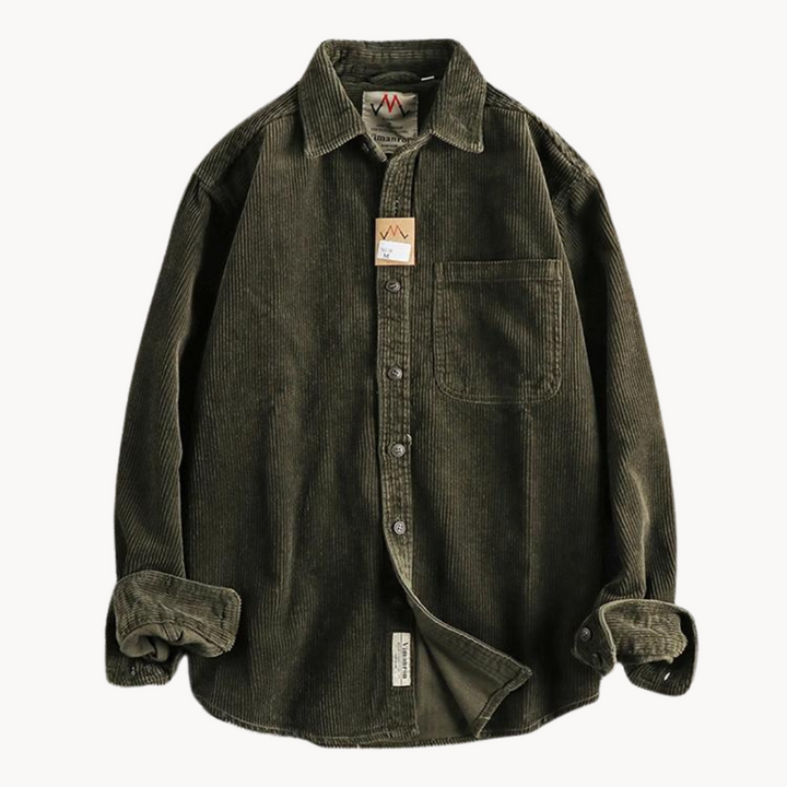 Men’s Casual Brown Corduroy Long Sleeve Shirt