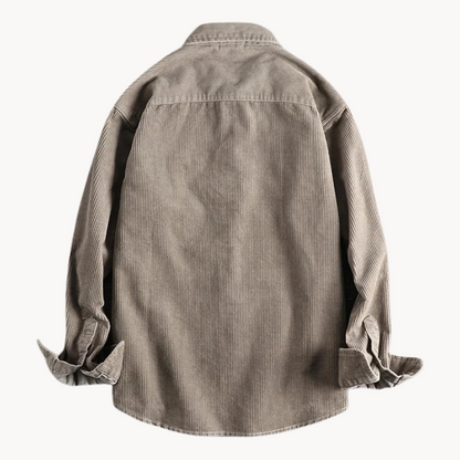 Men’s Casual Brown Corduroy Long Sleeve Shirt