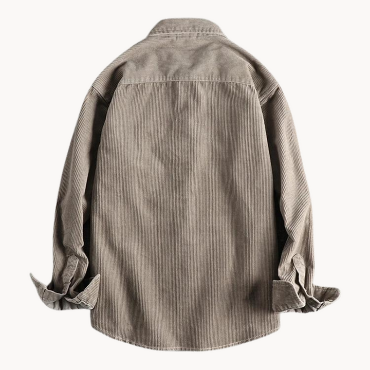 Men’s Casual Brown Corduroy Long Sleeve Shirt