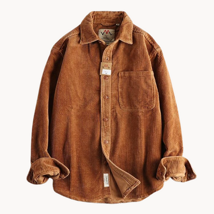 Men’s Casual Brown Corduroy Long Sleeve Shirt