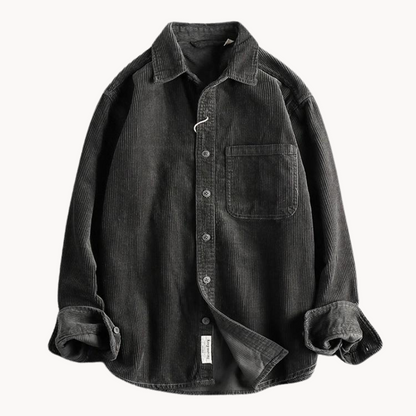 Men’s Casual Brown Corduroy Long Sleeve Shirt