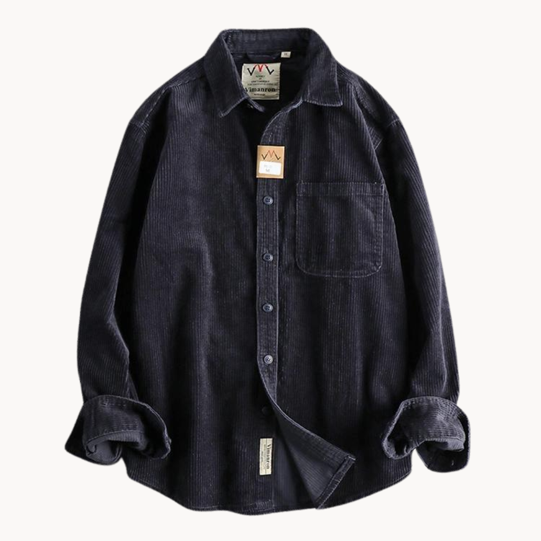 Men’s Casual Brown Corduroy Long Sleeve Shirt