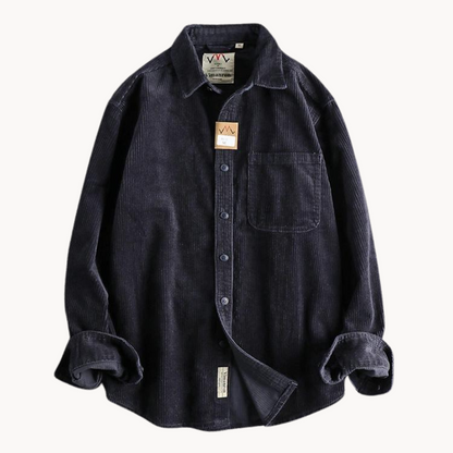 Men’s Casual Brown Corduroy Long Sleeve Shirt