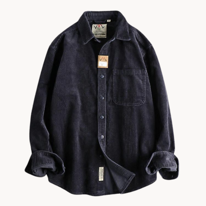 Men’s Casual Brown Corduroy Long Sleeve Shirt